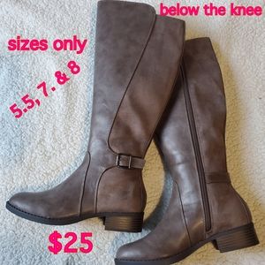 Taupe below knee boots